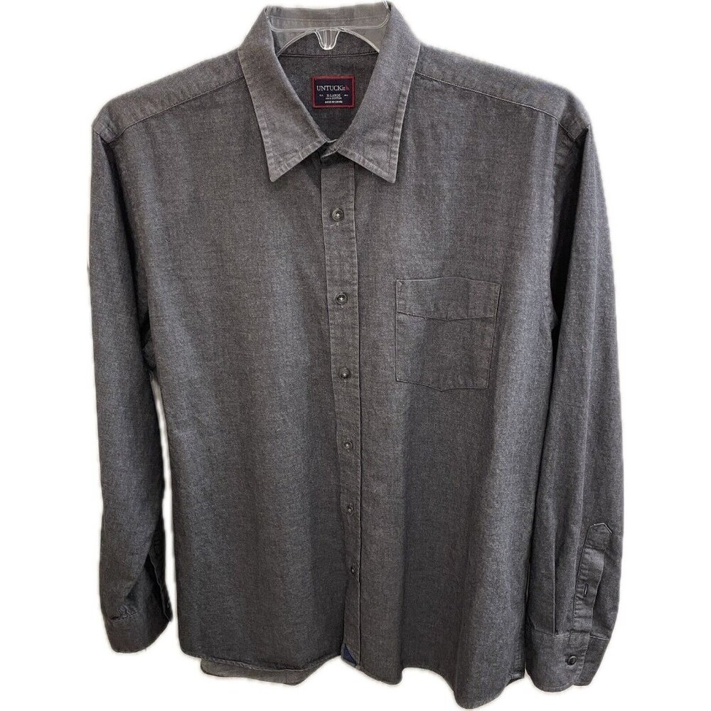 UNTUCKit Dress Shirt Button Up Mens Size XL Gray Front Pocket Cotton